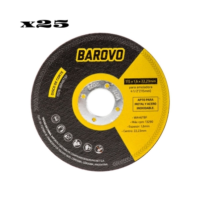 Pack Discos De Corte 4 1/2 1mm Barovo X25 11510-wa60tbf