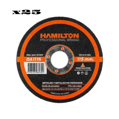 Pack Discos De Corte 115x1.6 Hamilton X25 Unidades Da1116