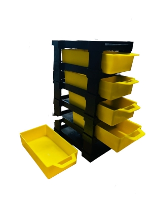 Organizador Con 5 Cajones Plasticos Reforzados Amarillo